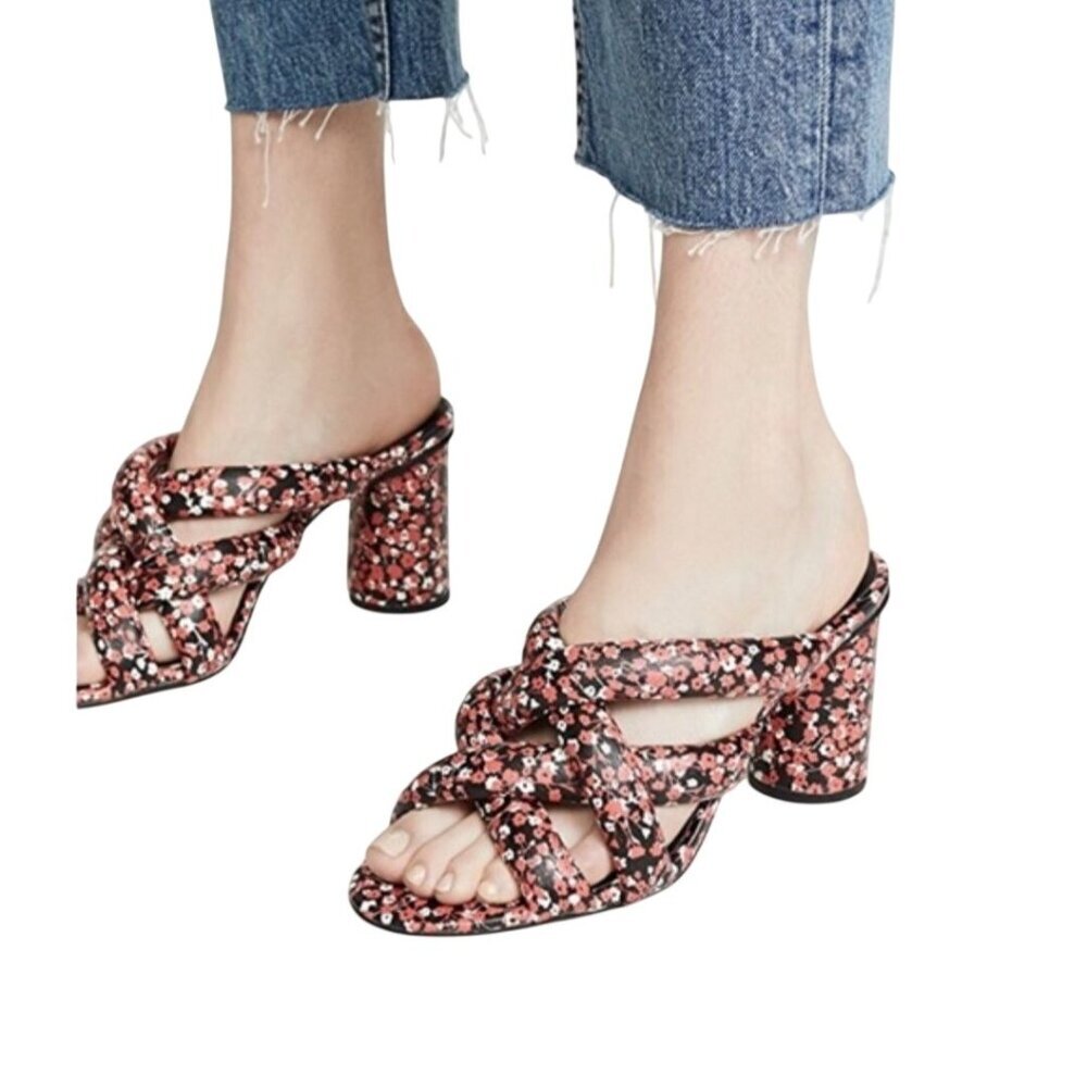 Rebecca Minkoff Amadine Strappy Sandal Slip On Round Heel Red Floral Size 7.5M